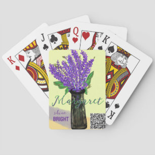Jeu De Cartes Nom personnalisé et Bouquet de lavande de texte