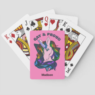 Jeu De Cartes Nom personnalisé et texte Gay licorne