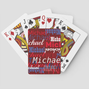Jeu De Cartes Nom personnalisé Imprimé plusieurs fois sur rouge