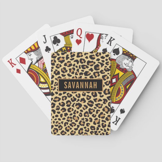 Jeu De Cartes Nom personnalisé Leopard Poster de animal Motif cl (dos)