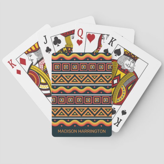 Jeu De Cartes Nom personnalisé Motif africain (dos)