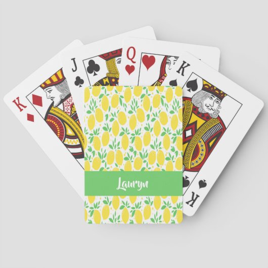 Jeu De Cartes Nom personnalisé motif citron (dos)
