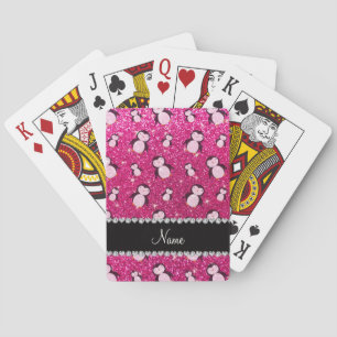 Jeu De Cartes Nom personnalisé neon pingouins de parties scintil