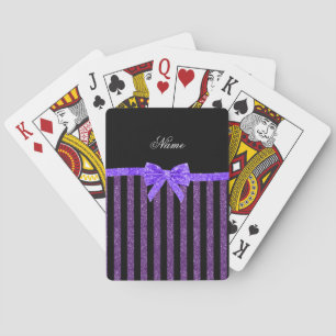 Jeu De Cartes Nom personnalisé parties scintillant violet bandes