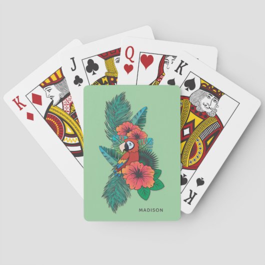 Jeu De Cartes Nom personnalisé Perroquet tropical (dos)