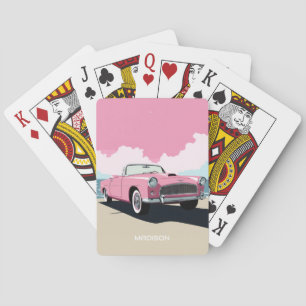 Jeu De Cartes Nom personnalisé Pink Classic Car
