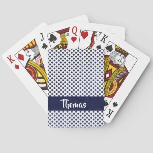 Jeu De Cartes Nom personnalisé points bleus à motif