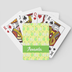 Jeu De Cartes Nom personnalisé pommes vertes jaune