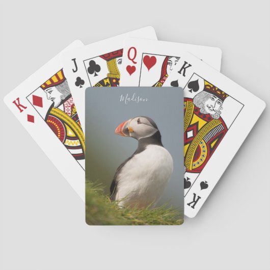Jeu De Cartes Nom personnalisé Puffin lecture de cartes (dos)