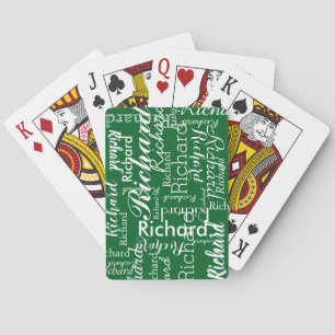 Jeu De Cartes Nom personnalisé répété sur fond vert