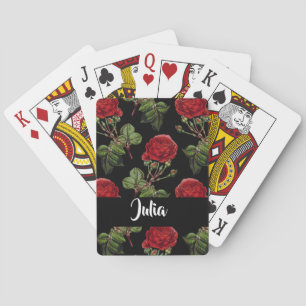 Jeu De Cartes Nom personnalisé roses rouges