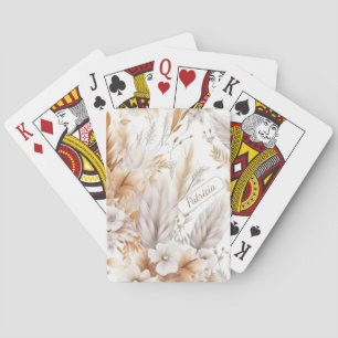 Jeu De Cartes Nom personnalisé Rustique Chic Fleurs sauvages boh