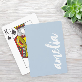 Jeu De Cartes Nom personnalisé script lumière bleu et blanc pous