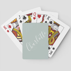 Jeu De Cartes Nom personnalisé script minimaliste bleu poussiére