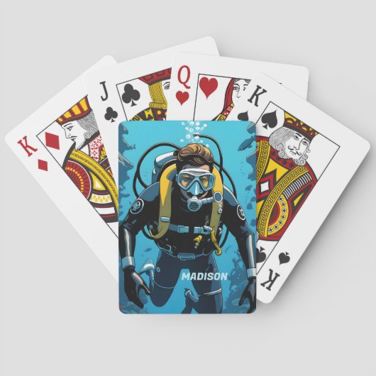 Jeu De Cartes Nom personnalisé Scuba Diver (dos)