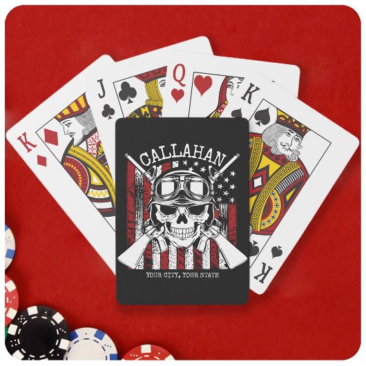 Jeu De Cartes NOM personnalisé Soldat Crâne Double Armes USA Dra