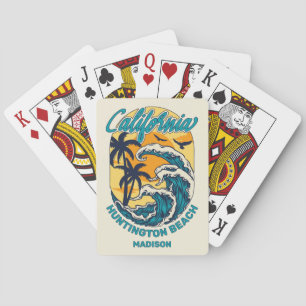 Jeu De Cartes Nom personnalisé / Texte Californie Surf