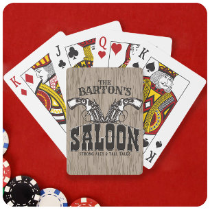 Jeu De Cartes NOM PERSONNALISÉ Wild West Gun Revolver Saloon