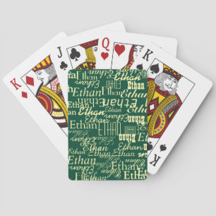 Jeu De Cartes Nom surdimensionné imprimé sur fond vert