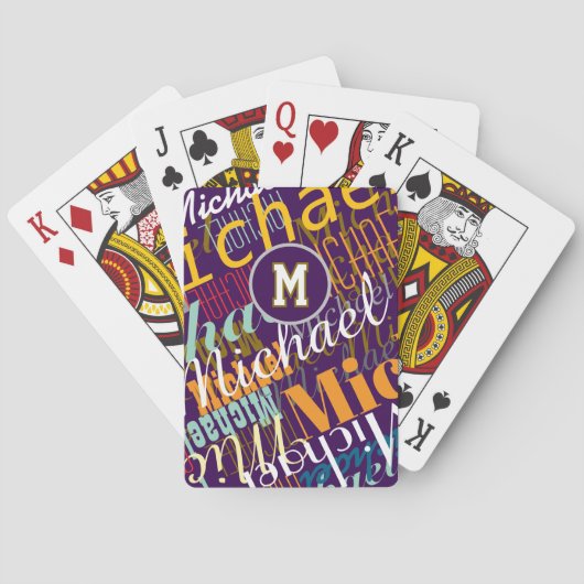 Jeu De Cartes Noms colorés monogrammes (dos)