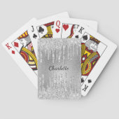 Jeu De Cartes Noms en script avec gouttes de paillettes argentée (dos)