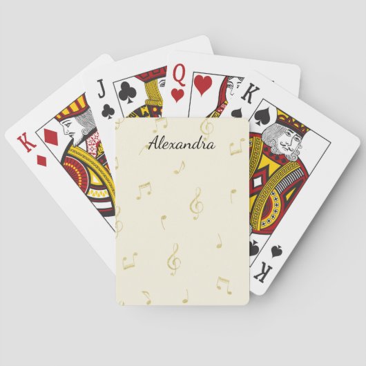 Jeu De Cartes Notes de musique en or blanc (dos)