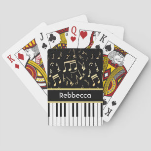 Jeu De Cartes Notes musicales et touches de piano Noir et Or