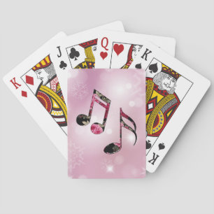 Jeu De Cartes Notes musicales florales Pink Snowflakes