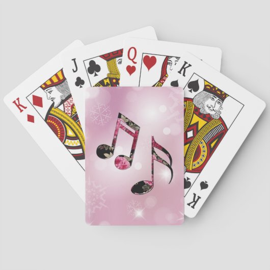 Jeu De Cartes Notes musicales florales Pink Snowflakes (dos)
