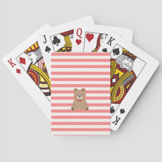 Jeu De Cartes Nounours Rouge Rayé (dos)