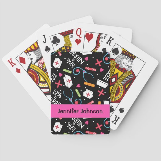 Jeu De Cartes Nurse Whimsy Art Black Nom Personnalisé (dos)