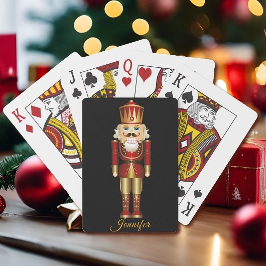 Jeu De Cartes Nutcracker Gold Red Personnaliser Nom Cadeau