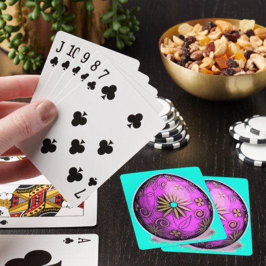 Jeu De Cartes Oeuf de Pâques aux fleurs violettes (In Situ)