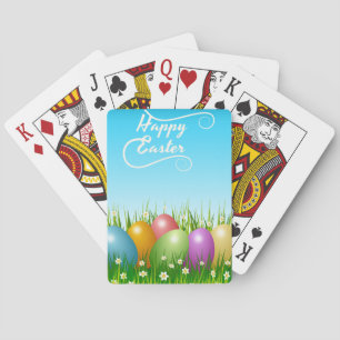 JEU DE CARTES OEUFS DE PÂQUES COLORÉS "HAPPY EASTER"