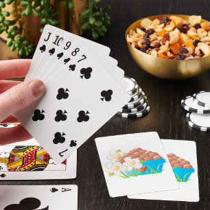 Jeu De Cartes Oeufs en Bleu avec Fleurs et Coeur