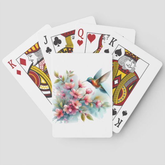 Jeu De Cartes OEuvre florale/printanière de colibri (dos)