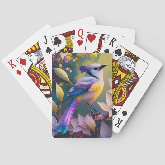 Jeu De Cartes Oiseau à poitrine jaune violet (dos)