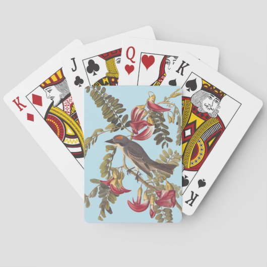 Jeu De Cartes Oiseau Audubon du Roi gris sur arbre à fleurs (dos)