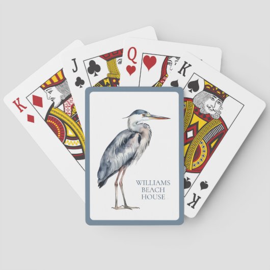 Jeu De Cartes Oiseau de Héron Bleu Côtier Personnalisé (dos)