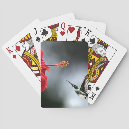 Jeu De Cartes Oiseau de Humming et Fleur rouge (dos)