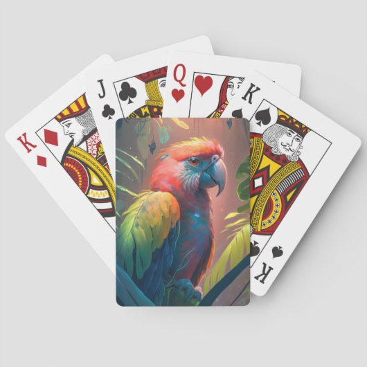 Jeu De Cartes Oiseau de perroquet Portrait animal Peinture Faune (dos)
