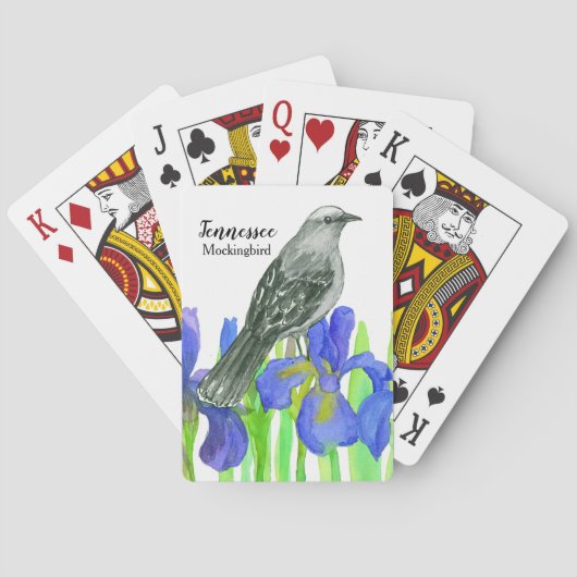 Jeu De Cartes Oiseau d'État du Tennessee Mockingbird Iris Flower (dos)