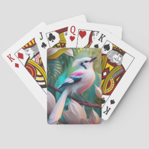 Jeu De Cartes Oiseau Fantastique à Crête Blanche et Poitrine Ros