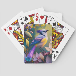 Jeu De Cartes Oiseau Fantastique Violet à Tufté et Poitrine Jaun