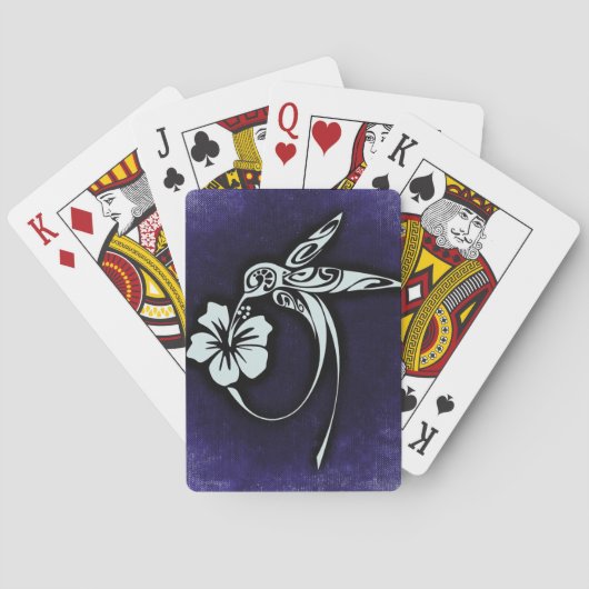 Jeu De Cartes Oiseau Orné sur Fond Bleu Foncé (dos)