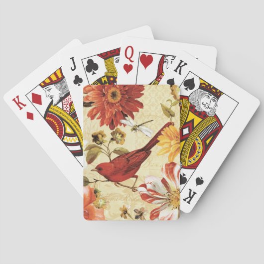 Jeu De Cartes Oiseau rouge dans un jardin d'agrément (dos)