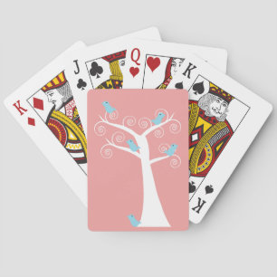 Jeu De Cartes oiseaux bleus dans un arbre, illustration d'oiseau