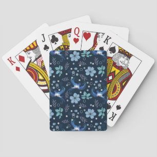 Jeu De Cartes Oiseaux bleus et harmonie florale motif sans coutu