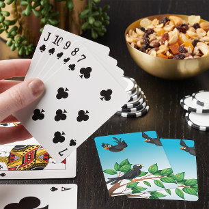 Jeu De Cartes Oiseaux dans un arbre jouant aux cartes