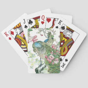 Jeu De Cartes Oiseaux de paons asiatiques fleuris en fleurs joua